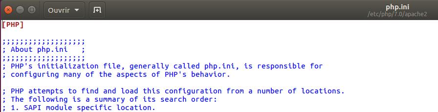 Modifier fichier php.ini sur Ubuntu