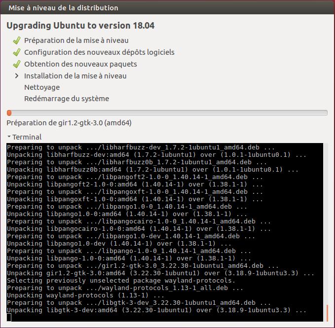 Upgrate Ubuntu vers la version 18.04 LTS
